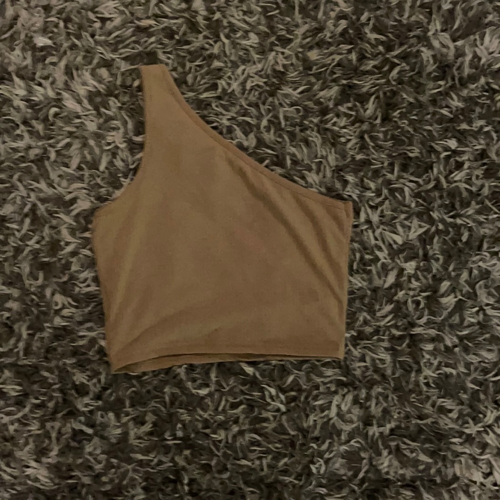 Brown one strap off the shoulder top